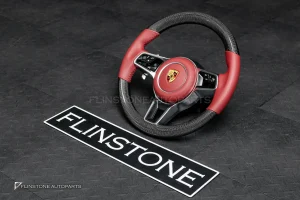 พวงมาลัยพร้อมAirbag Carbon fiber สำหรับ Porsche Cayenne 958 หนังแดงด้ายแดง