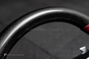 พวงมาลัยพร้อมAirbag Carbon fiber สำหรับ Porsche Cayenne 958 หนังแดงด้ายแดง
