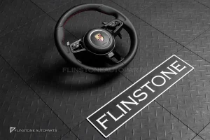 พวงมาลัยพร้อม Airbag สำหรับ Porsche 970.2 Panamera หนังดำ ด้ายแดง