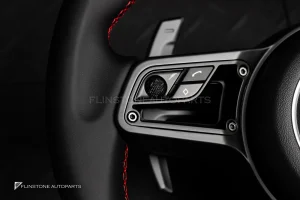 พวงมาลัยพร้อม Airbag สำหรับ Porsche 970.2 Panamera หนังดำ ด้ายแดง