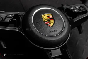 พวงมาลัยพร้อม Airbag สำหรับ Porsche 970.2 Panamera หนังดำ ด้ายแดง