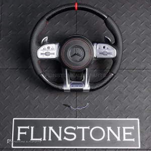 พวงมาลัยพร้อมAirbag Carbon fiber หนังดำ ด้ายแดง สำหรับ W907 Sprinter