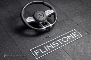พวงมาลัยพร้อมAirbag Carbon fiber หนังดำ ด้ายแดง สำหรับ W907 Sprinter