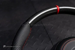 พวงมาลัยพร้อมAirbag Carbon fiber หนังดำ ด้ายแดง สำหรับ W907 Sprinter