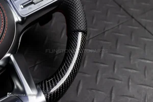พวงมาลัยพร้อมAirbag Carbon fiber หนังดำ ด้ายแดง สำหรับ W907 Sprinter