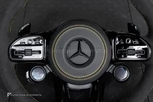 พวงมาลัยพร้อมAirbag หนังดำ ด้ายเหลือง กรอบดำเงา สำหรับ C190 AMG GTC