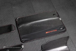 ผ้ารองพื้น ลาย Carbon fiber สำหรับ W464 G-Class ปั๊มโลโก้ AMG สีแดง