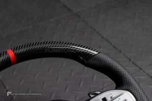 พวงมาลัย Carbon fiber พร้อม Airbag กรอบเงิน หนังดำ ด้ายดำ สำหรับ R172 SLK-Class