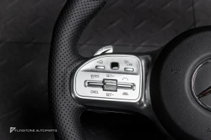 พวงมาลัย Carbon fiber พร้อม Airbag กรอบเงิน หนังดำ ด้ายดำ สำหรับ R172 SLK-Class