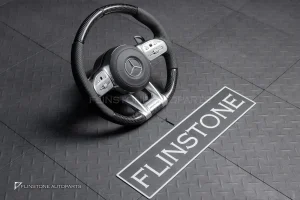 พวงมาลัยพร้อมAirbag Carbon fiber สำหรับ W907 Sprinter หนังดำ ด้ายดำ กรอบเงิน