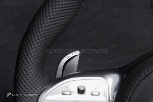 พวงมาลัยพร้อมAirbag Carbon fiber สำหรับ W907 Sprinter หนังดำ ด้ายดำ กรอบเงิน