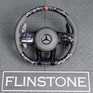 พวงมาลัย Forged Carbon พร้อม Airbag สำหรับ W253 GLC-Class Pre Facelift หนังดำ ด้ายแดง กรอบดำ