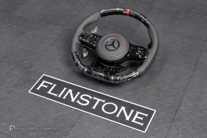 พวงมาลัย Forged Carbon พร้อม Airbag สำหรับ W253 GLC-Class Pre Facelift หนังดำ ด้ายแดง กรอบดำ