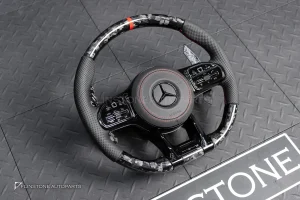 พวงมาลัย Forged Carbon พร้อม Airbag สำหรับ W253 GLC-Class Pre Facelift หนังดำ ด้ายแดง กรอบดำ