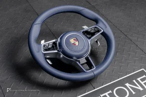 พวงมาลัย พร้อม Airbag สำหรับ Porsche 981 Cayman หนังสี Yatch Blue ด้ายน้ำเงิน
