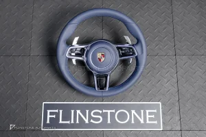 พวงมาลัย พร้อม Airbag สำหรับ Porsche 981 Cayman หนังสี Yatch Blue ด้ายน้ำเงิน