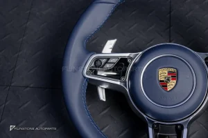 พวงมาลัย พร้อม Airbag สำหรับ Porsche 981 Cayman หนังสี Yatch Blue ด้ายน้ำเงิน