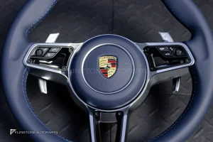 พวงมาลัย พร้อม Airbag สำหรับ Porsche 981 Cayman หนังสี Yatch Blue ด้ายน้ำเงิน