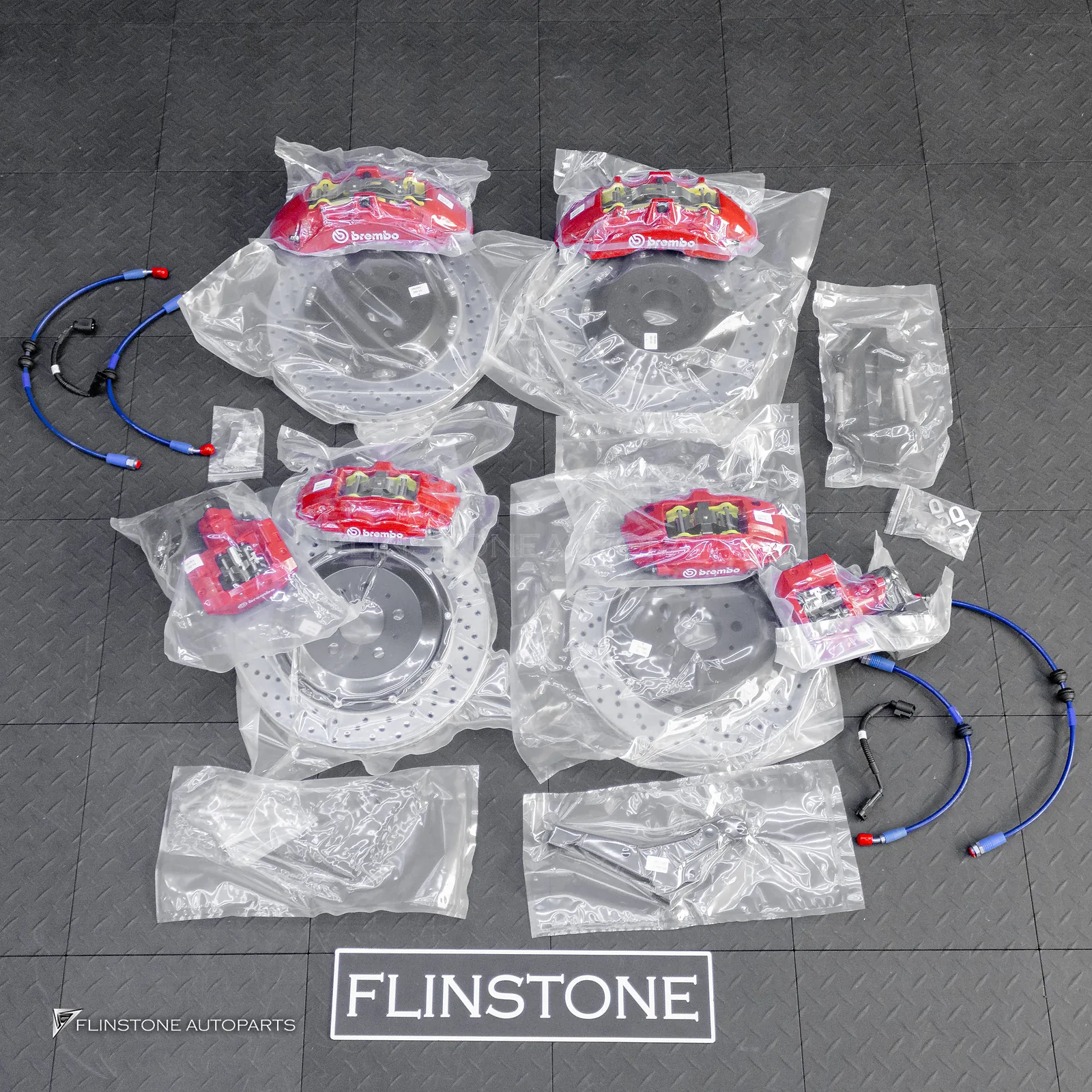 Brake Kit Brembo CTS-V red calipers white logo disc size 380 Front – Rear for Model Y Juniper