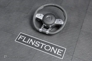 พวงมาลัย พร้อม Airbag สำหรับW212 E-Class หนังดำ กรอบเงิน ด้ายดำ
