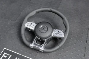 พวงมาลัย พร้อม Airbag สำหรับW212 E-Class หนังดำ กรอบเงิน ด้ายดำ