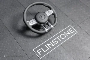 พวงมาลัย พร้อม Airbag สำหรับW212 E-Class หนังดำ กรอบเงิน ด้ายดำ