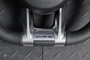 พวงมาลัย พร้อม Airbag สำหรับW212 E-Class หนังดำ กรอบเงิน ด้ายดำ