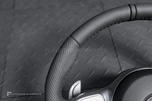 พวงมาลัย พร้อม Airbag สำหรับW212 E-Class หนังดำ กรอบเงิน ด้ายดำ