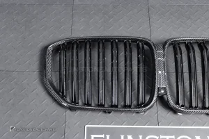 กระจังหน้า ขอบ Carbon fiber BMW X5 G05 PRE LCI เส้นคู่ สีดำเงา
