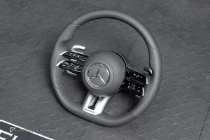 พวงมาลัยพร้อมAirbag สำหรับ W221 S-Class หนังดำ ด้ายดำ