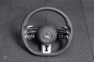 พวงมาลัยพร้อมAirbag สำหรับ W221 S-Class หนังดำ ด้ายดำ