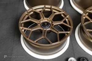 ล้อ Custom forged Center lock สำหรับ Lamborghini Aventador ลาย SVJ สี Bronze Gold ขอบ 20 และ ขอบ 21 5-112