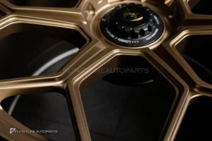 ล้อ Custom forged Center lock สำหรับ Lamborghini Aventador ลาย SVJ สี Bronze Gold ขอบ 20 และ ขอบ 21 5-112