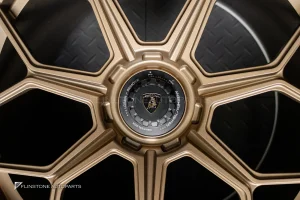 ล้อ Custom forged Center lock สำหรับ Lamborghini Aventador ลาย SVJ สี Bronze Gold ขอบ 20 และ ขอบ 21 5-112