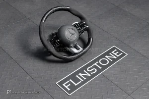พวงมาลัย Carbon fier พร้อม Airbag สำหรับ C257 CLS-Class CLS53 AMG หนังดำ ด้ายดำ กรอบสี ดำ-เงิน