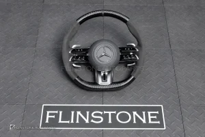 พวงมาลัย Carbon fier พร้อม Airbag สำหรับ C257 CLS-Class CLS53 AMG หนังดำ ด้ายดำ กรอบสี ดำ-เงิน