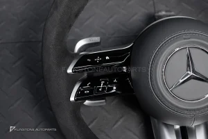 พวงมาลัย Carbon fier พร้อม Airbag สำหรับ C257 CLS-Class CLS53 AMG หนังดำ ด้ายดำ กรอบสี ดำ-เงิน
