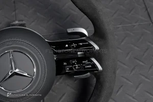 พวงมาลัย Carbon fier พร้อม Airbag สำหรับ C257 CLS-Class CLS53 AMG หนังดำ ด้ายดำ กรอบสี ดำ-เงิน