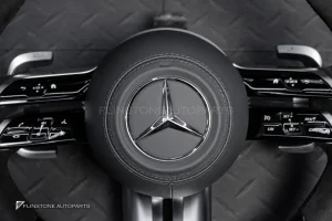 พวงมาลัย Carbon fier พร้อม Airbag สำหรับ C257 CLS-Class CLS53 AMG หนังดำ ด้ายดำ กรอบสี ดำ-เงิน