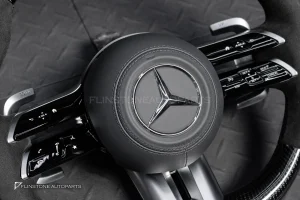 พวงมาลัย Carbon fier พร้อม Airbag สำหรับ C257 CLS-Class CLS53 AMG หนังดำ ด้ายดำ กรอบสี ดำ-เงิน