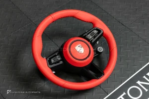 พวงมาลัย พร้อม Airbag สำหรับ 981 PORSCHE CAYMAN BOXSTER หนังแดง ด้ายแดง