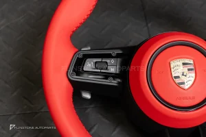 พวงมาลัย พร้อม Airbag สำหรับ 981 PORSCHE CAYMAN BOXSTER หนังแดง ด้ายแดง