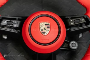 พวงมาลัย พร้อม Airbag สำหรับ 981 PORSCHE CAYMAN BOXSTER หนังแดง ด้ายแดง
