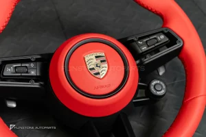 พวงมาลัย พร้อม Airbag สำหรับ 981 PORSCHE CAYMAN BOXSTER หนังแดง ด้ายแดง
