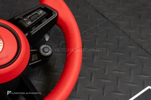 พวงมาลัย พร้อม Airbag สำหรับ 981 PORSCHE CAYMAN BOXSTER หนังแดง ด้ายแดง