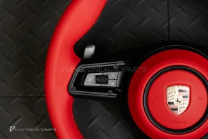 พวงมาลัย พร้อม Airbag สำหรับ 981 PORSCHE CAYMAN BOXSTER หนังแดง ด้ายแดง