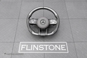 พวงมาลัย พร้อม Airbag Carbon fiber แบบด้าน สำหรับ W166 GLE-Class หนังดำด้ายแดง