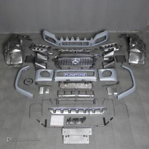 ชุดกันชนหน้า สำหรับ W465 G-Class คิ้วหูลากสีเงิน ทรง G63 AMG