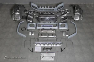ชุดกันชนหน้า สำหรับ W465 G-Class คิ้วหูลากสีเงิน ทรง G63 AMG