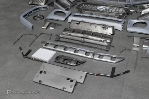ชุดกันชนหน้า สำหรับ W465 G-Class คิ้วหูลากสีเงิน ทรง G63 AMG